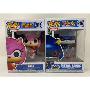 Sonic the Hedgehog Amy #915 & Metal Sonic #916 Funko Pop! Set of 2 w/ Protectors